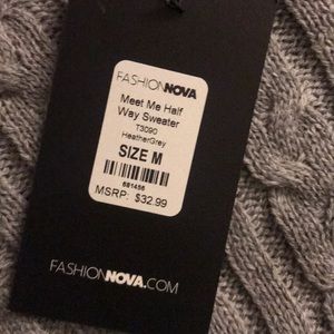 Half crop long sleeve sweater